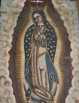 Fig.3 Detalle de la Virgen del Cargo de Santiago y San   Juan.Óleo sobre tela  y  tabla.
Segunda mitad del siglo
XVIII	con retoques		del
XIX.	Foto: Miguel A. Méndez, 2019.